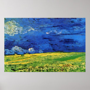 Vete fält under molnig himmel av Vincent van Gogh Poster