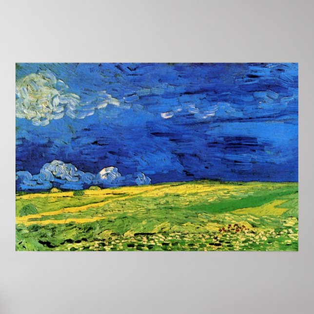 Vete fält under molnig himmel av Vincent van Gogh Poster (Framsidan)