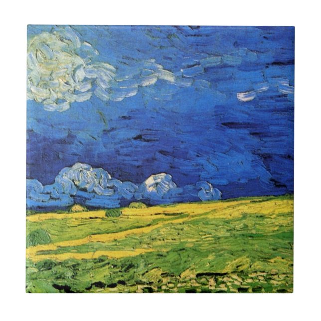 Vete fält under mulen himmel av Vincent van Gogh Kakelplatta (Framsidan)