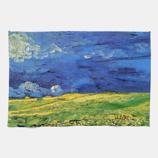 Vete fält under mulen himmel av Vincent van Gogh Kökshandduk (Horisontell)