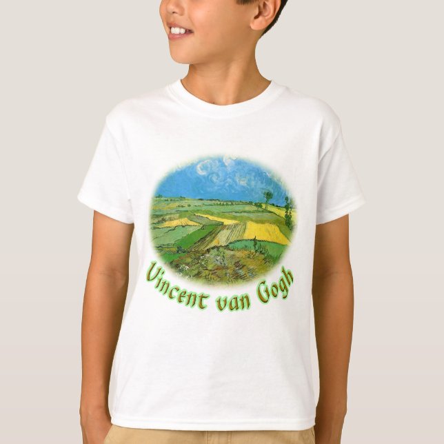 Vete fält vid Auvers under mulen himmel, van Gogh Tee (Framsida)