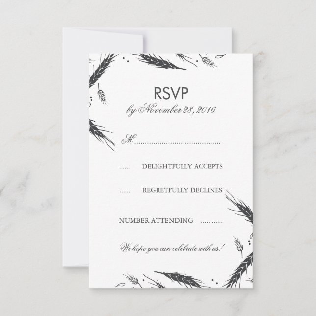 Vete Höst Bröllop RSVP OSA Kort (Framsida)