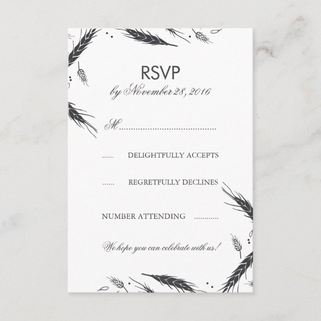 Vete Höst Bröllop RSVP OSA Kort (Framsida)