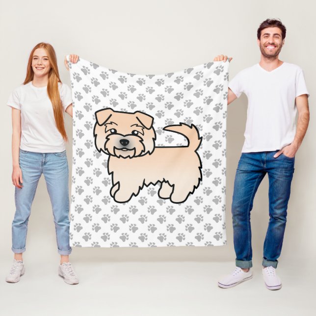 Vete Norfolk Terrier Cartoon Hund & Tassar Fleecefilt (På plats)