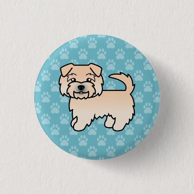 Vete Norfolk Terrier Hund På Blå Knapp (Framsida)