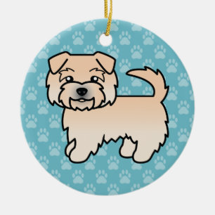Vete Norfolk Terrier Tecknad Hund Konst Blå Julgransprydnad Keramik