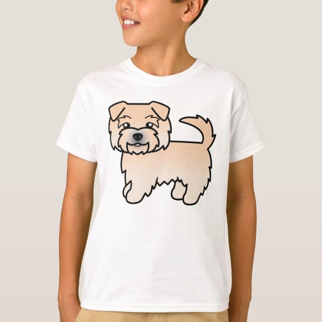 Vete Norfolk Terrier Tecknad Hund Ritning Tee Shirt (Framsida)