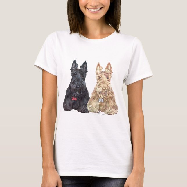 Vete- och svarta Scottie-hundar T Shirt (Framsida)