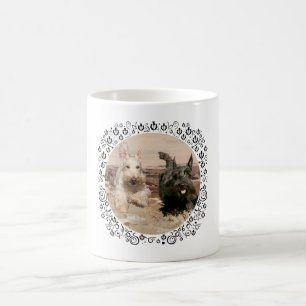 Vete- och svarta Scotties springer Kaffemugg