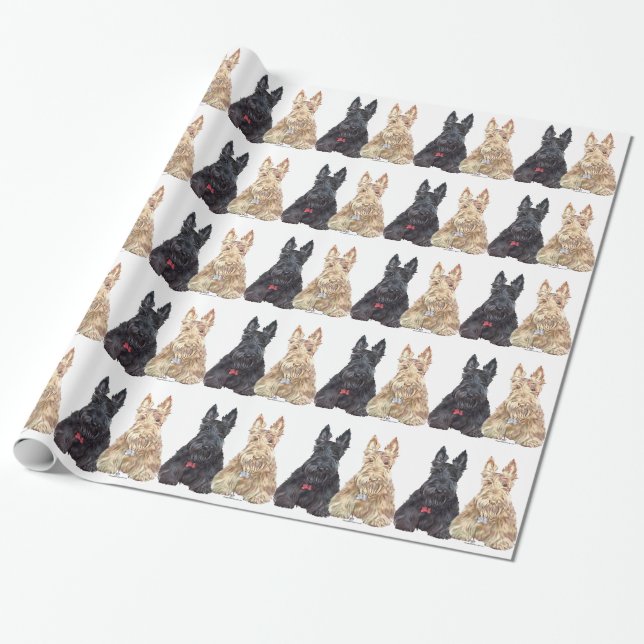 Vete- och svarta skotsk terrier presentpapper (Utrullad)