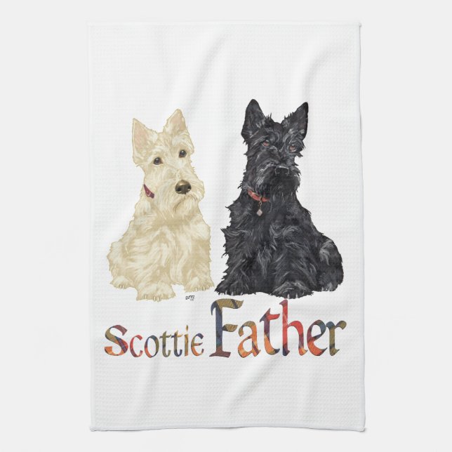 Vete- och svarta skotska terrier-fader kökshandduk (Vertikal)
