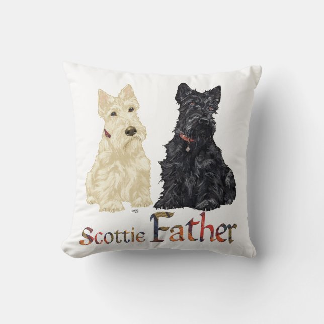 Vete- och svarta skotska terrier-fader kudde (Framsida)