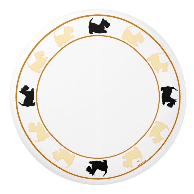 Vete- och svarta skotska terrier knopp (Framsidan)