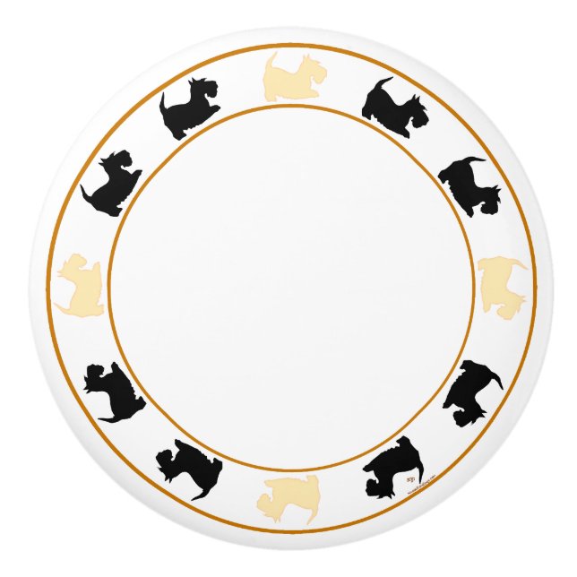 Vete- och svarta skotska terrier knopp (Framsidan)
