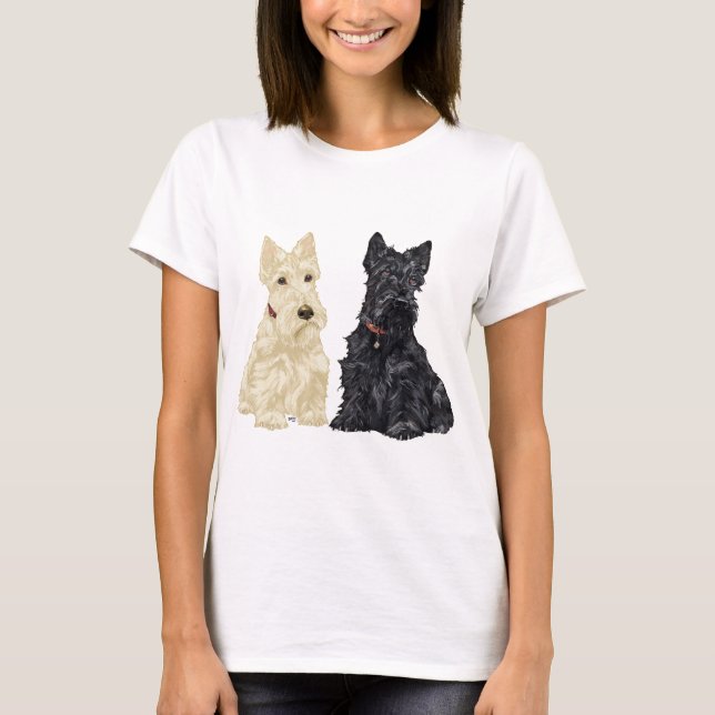 Vete och svarta skotska terrier tee shirt (Framsida)