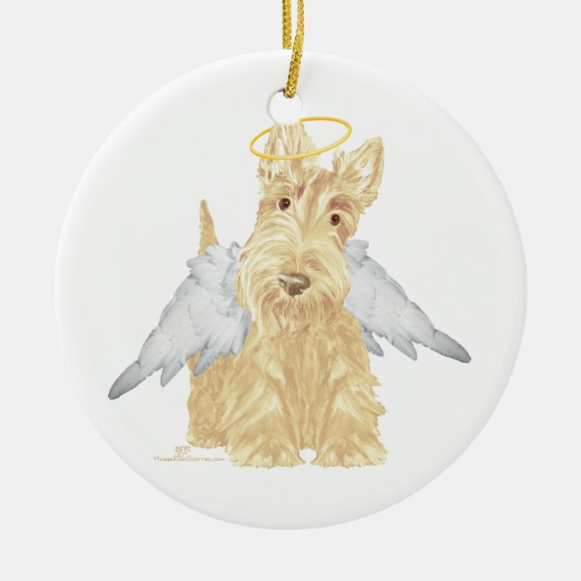 Vete Scottie Ängel Julgransprydnad Keramik (Framsidan)