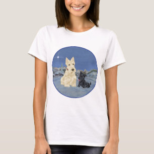 Vete Scottie och valp jul T Shirt