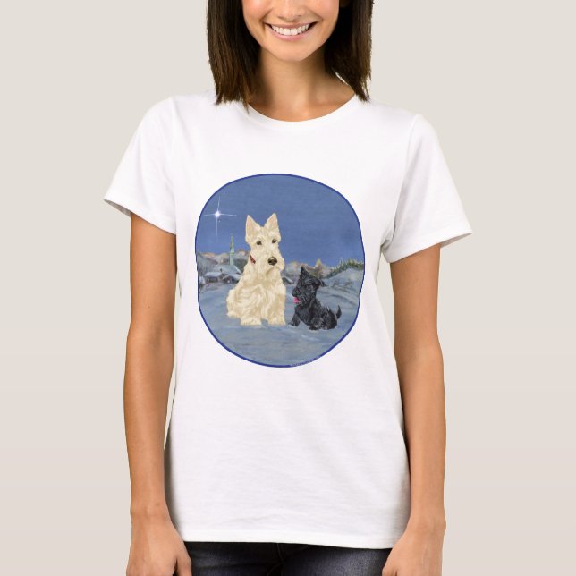 Vete Scottie och valp jul T Shirt (Framsida)