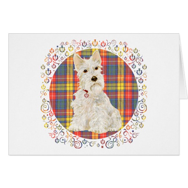 Vete Scottie på Buchanan Tartan Hälsningskort (Framsidan Horizontal)