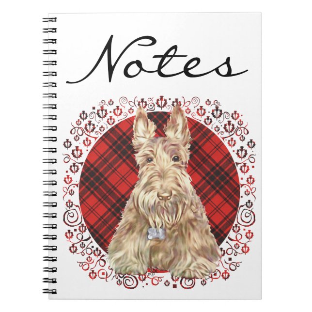 Vete Scottie Tartan Anteckningsbok Med Spiral (Framsidan)