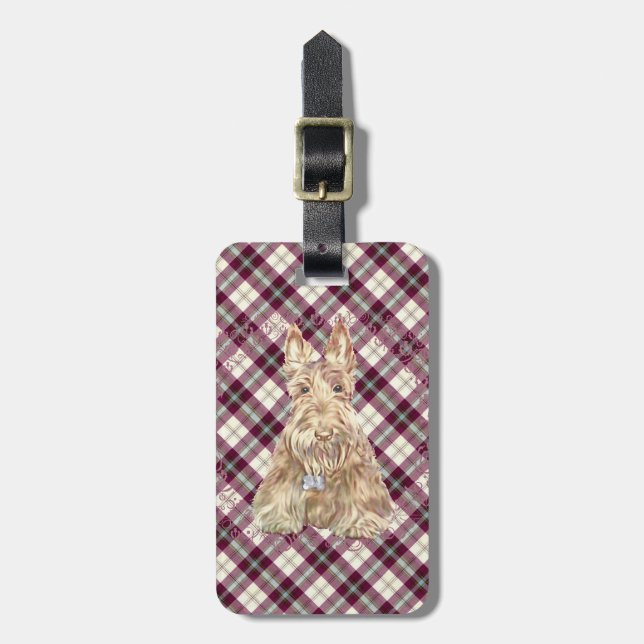 Vete Scottie Tartan Bagagebricka (Vertikal Framsida)