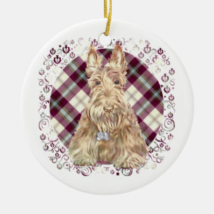 Vete Scottie Tartan Julgransprydnad Keramik