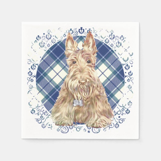 Vete Scottie Tartan Pappersservett (Framsidan)