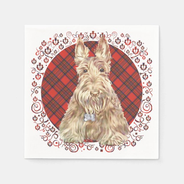 Vete Scottie Tartan Pappersservett (Framsidan)
