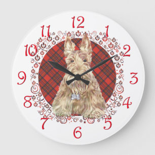 Vete Scottie Tartan Stor Klocka
