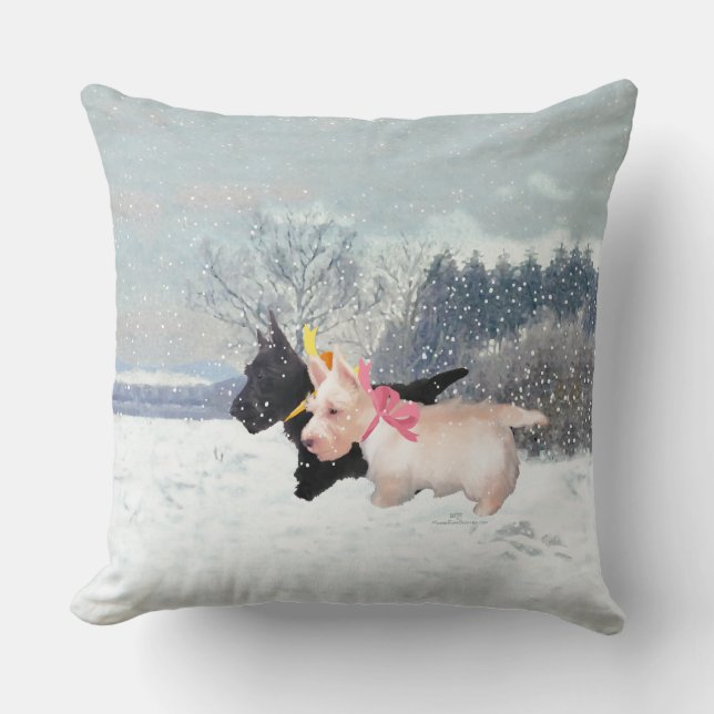 Vete Svarta Scotties Jul Kudde (Framsida)