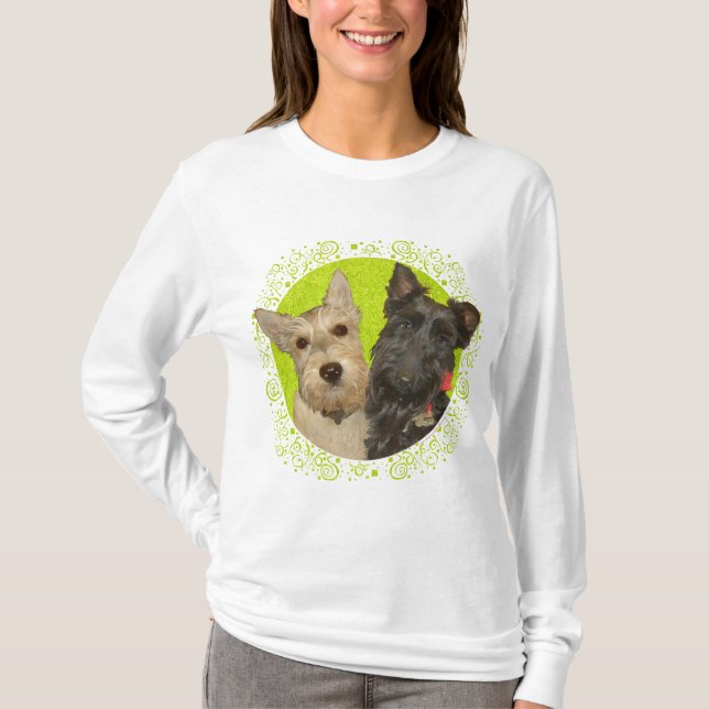 Vete & Svarta Skotska Terrier T-shirt (Framsida)