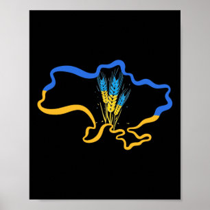 Vete Ukraina Land Gul Blå Flagga Symbol Uni Aut Poster