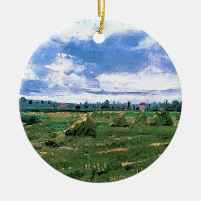 Veteåkrar med höstackar av Vincent van Gogh Julgransprydnad Keramik (Framsidan)