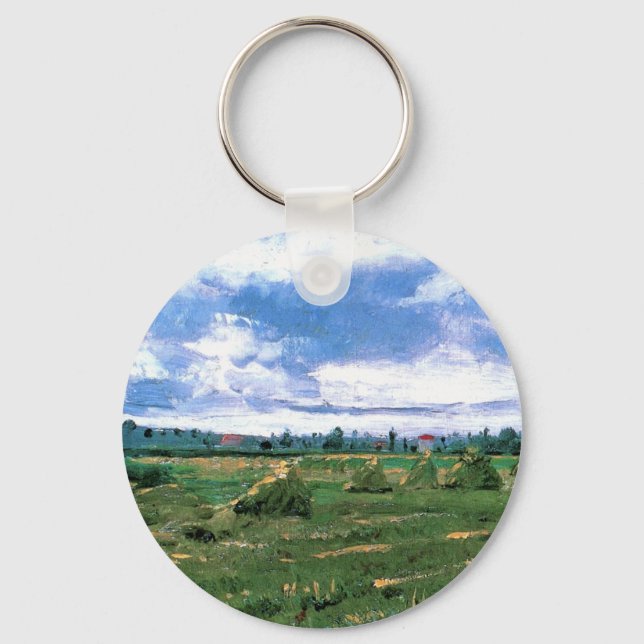 Veteåkrar med höstackar av Vincent van Gogh Nyckelring (Framsida)