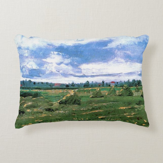 Veteåkrar med höstackar av Vincent van Gogh Prydnadskudde (Framsidan)