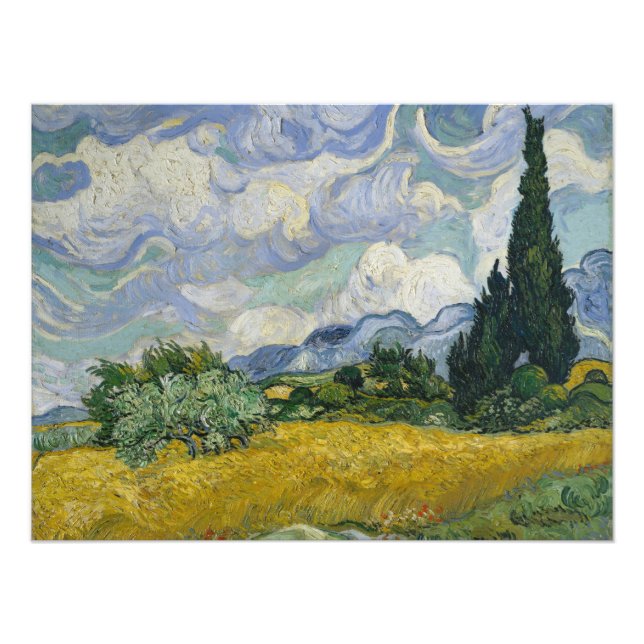 Veteält med cypresser, Oljemålning, Van Gogh Fototryck (Framsidan)