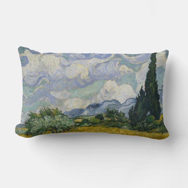 Veteält med cypresser, Oljemålning, Van Gogh Lumbarkudde (Framsida)