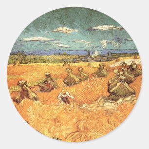 Veteax med skördetagare av Vincent van Gogh Runt Klistermärke