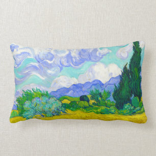Vetefält med Cypresses av Vincent Van Gogh Lumbarkudde