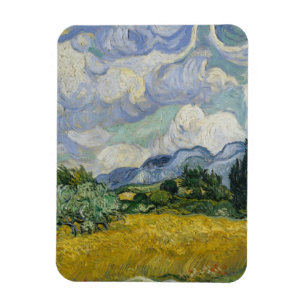 Vetefält med Cypresses av Vincent Van Gogh Magnet