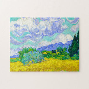 Vetefält med Cypresses av Vincent Van Gogh Pussel