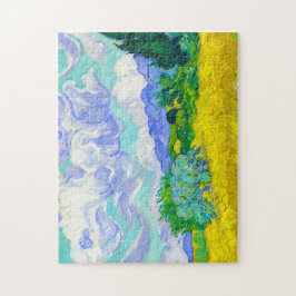 Vetefält med Cypresses av Vincent Van Gogh Pussel