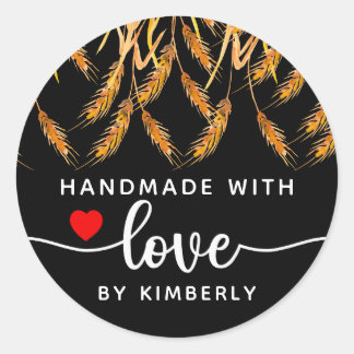 Vetehandgjord med Kärlek Black Runt Klistermärke