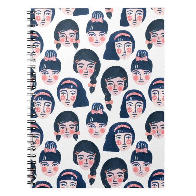 Vetemiska kvinnor: Tecknad Ansikte Art Anteckningsbok (Framsidan)