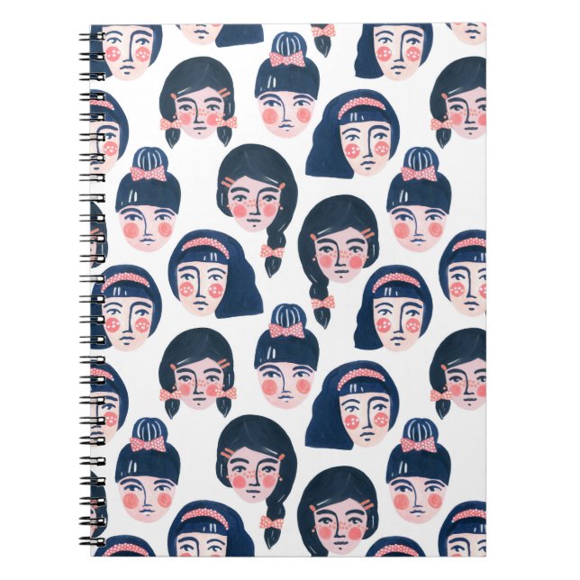 Vetemiska kvinnor: Tecknad Ansikte Art Anteckningsbok (Framsidan)