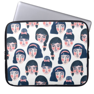 Vetemiska kvinnor: Tecknad Ansikte Art Laptop Fodral