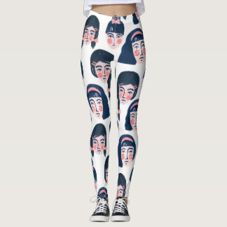 Vetemiska kvinnor: Tecknad Ansikte Art Leggings