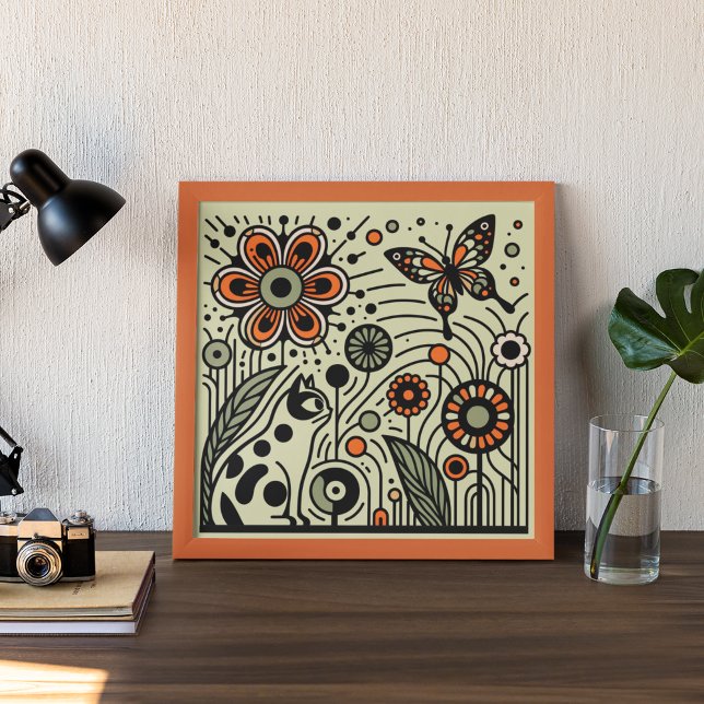 Vetemistiskt trädgårdsharmoni: Katt, blommor och s Poster (Skapare uppladdad)