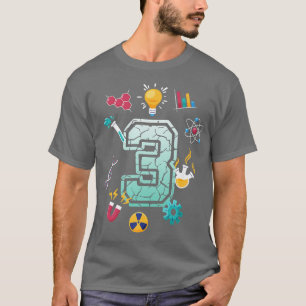 Vetenskap 3 Åldersskola Party Scientifi T Shirt