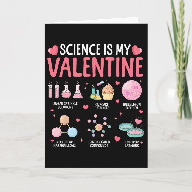 Vetenskap är min valentin Stjälk Kärlek Kemi Hjärt Kort (Framsida)